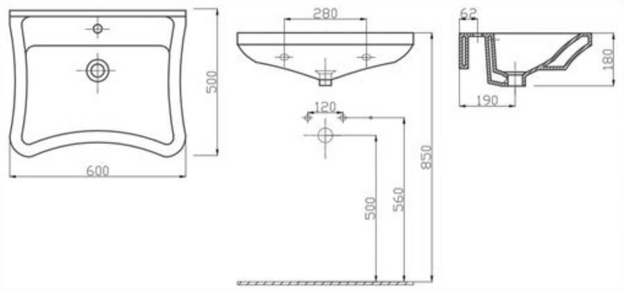 Alvit 50 x 60 cm Engelli Lavabo