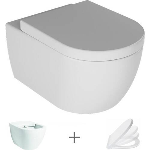 Alvit Genova Kanalsız ( Rimless ) Asma Klozet (Gizli Montaj) + Yavaş Kapanır Klozet Kapağı