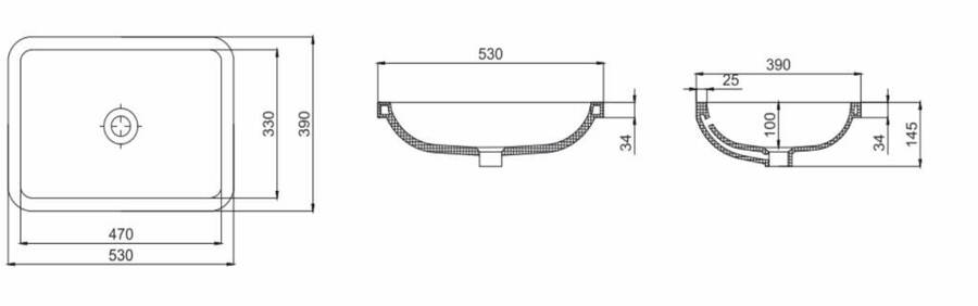 Alvit Hilton 39X53 Cm Tezgah Altı Oval Lavabo Yapıştırma