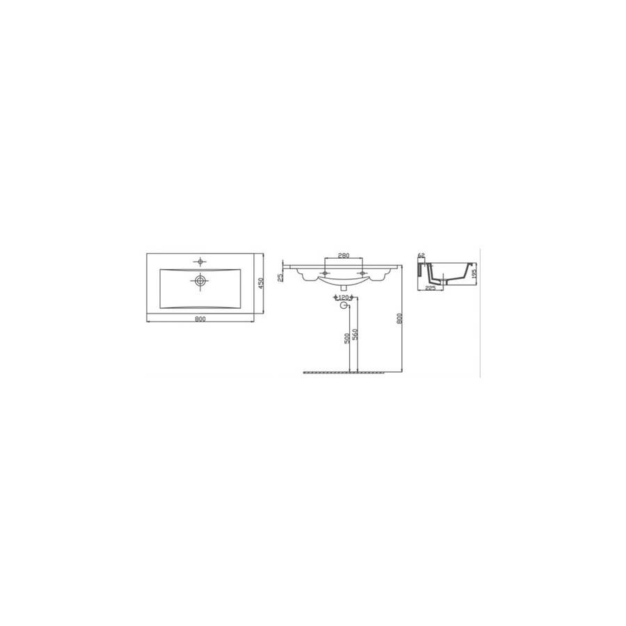Alvit Thin Lavabo 80 cm (Beyaz Dolap Uyumlu)