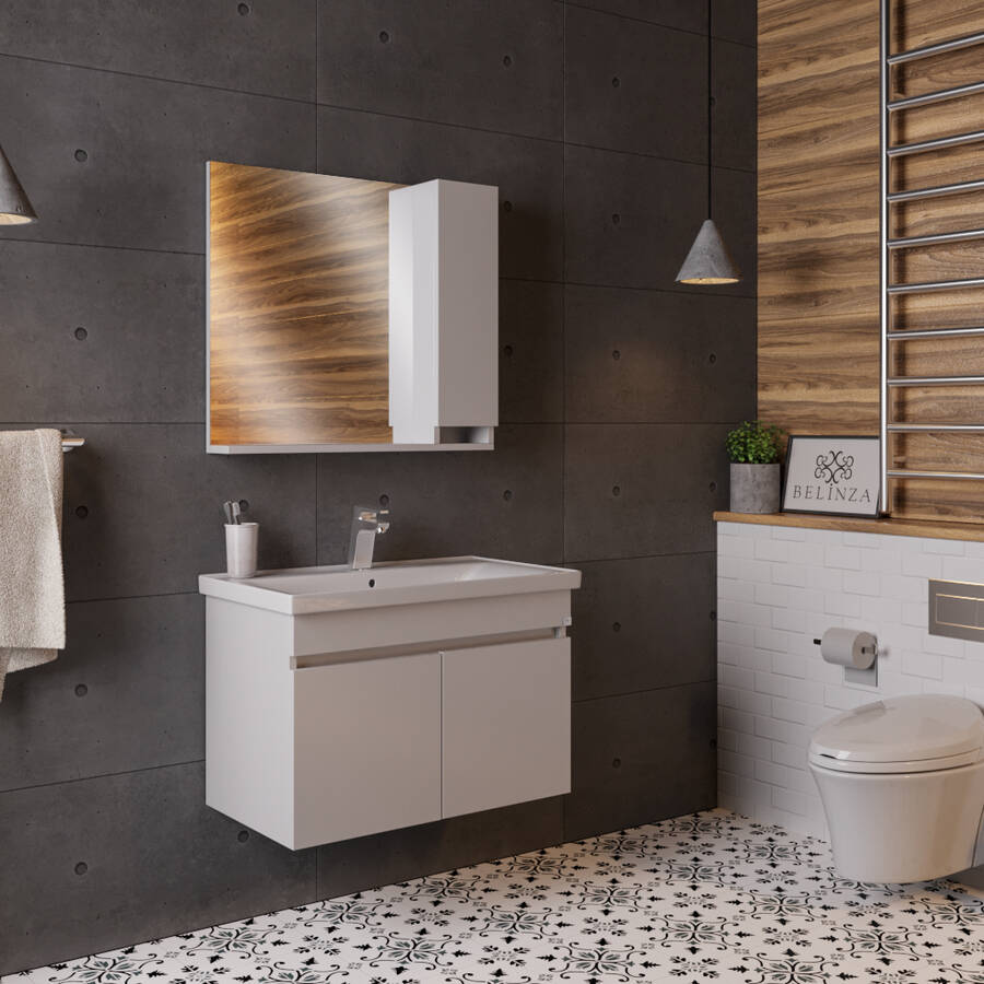 Belinza Etna 80 cm Beyaz Banyo Dolabı