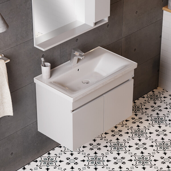 Belinza Etna 80 cm Beyaz Banyo Dolabı - Thumbnail