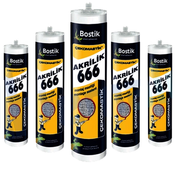 Bostik - Bostik Çekomastik 666 Akrilik Beyaz Silikon 500 gr