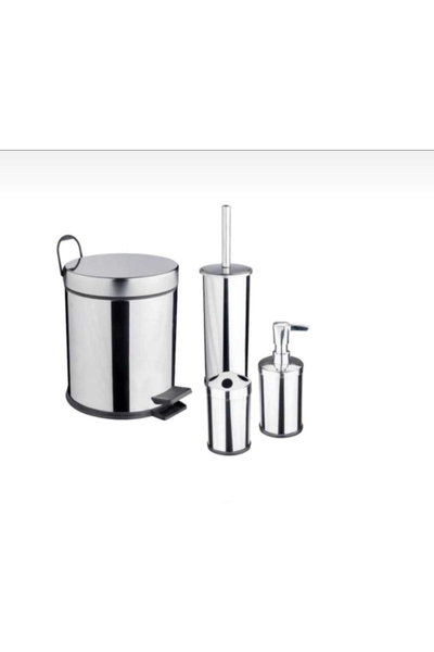 Maxiflow - Maxıflow Banyo 4'lü Set Çöp Kovası + Wc Fırça + Fırçalık+ Sabunluk