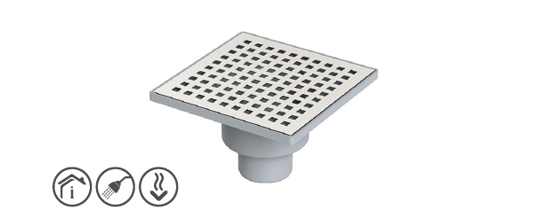 Maxiflow - Maxiflow Paslanmaz Sulu Koku Tutucu Yer Süzgeci Alttan Çıkışlı 15X15 Ø 50