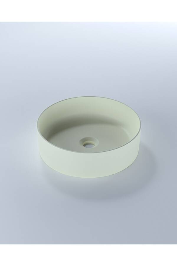 Round Line Fildişi Rengi Batarya Deliksiz 42 Cm Tezgah Üstü Lavabo