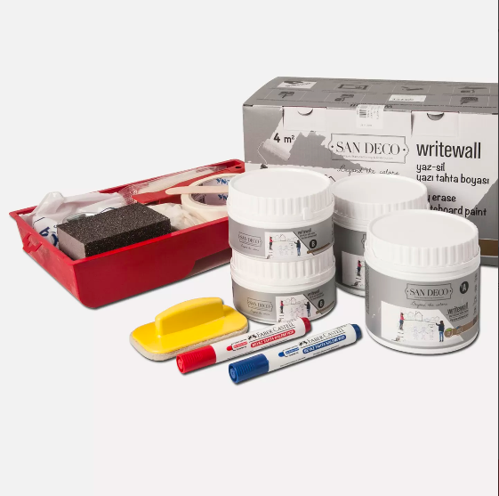 San Deco - San Deco Writewall Yazılabilir Silinebilir Yazı Tahtası Boyası Silinebilen Duvar Boyası 1Lt Set