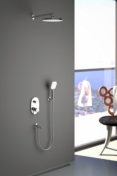 Tenedos Ankastre Iki Yönlü Banyo Bataryası Seti-krom - Thumbnail